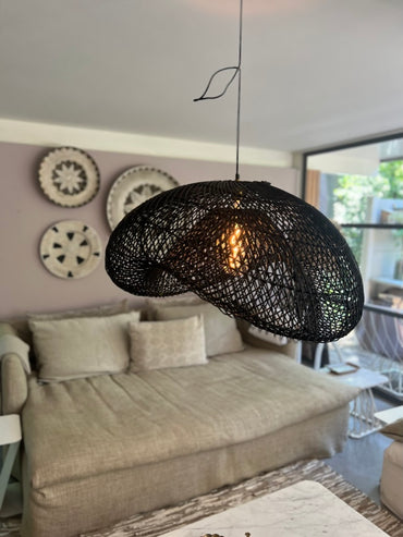 XL Handcrafted Rattan Lamp - Cloud | Black | 80 cm