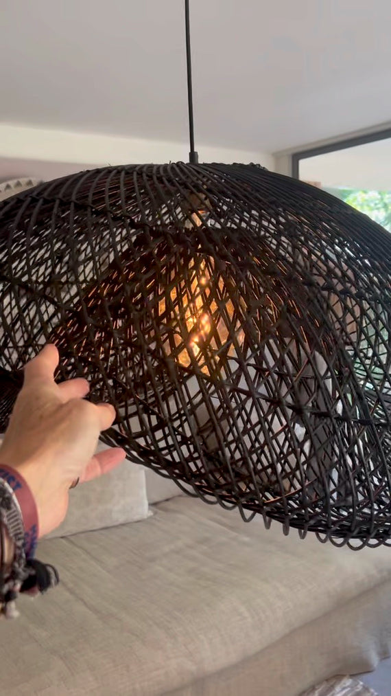 Organic shape cloud rattan lamp - 80 cm - black