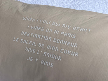 Linnen Pillow + Filling | I Wake Up In Paris | Natural