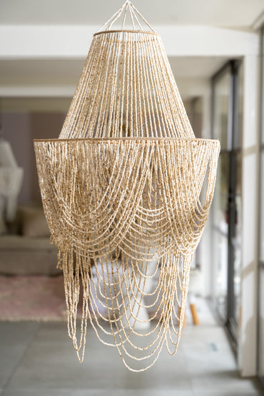 Naturel beaded hanging lamp